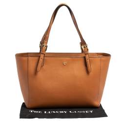 Pre Owned Tory Burch Brown Leather Medium York Buckle Tote
