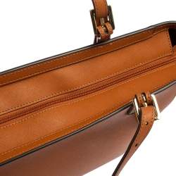 Pre Owned Tory Burch Brown Leather Medium York Buckle Tote