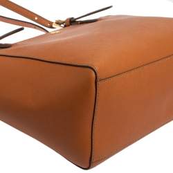 Pre Owned Tory Burch Brown Leather Medium York Buckle Tote