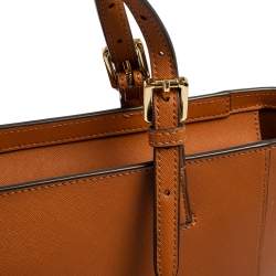 Pre Owned Tory Burch Brown Leather Medium York Buckle Tote