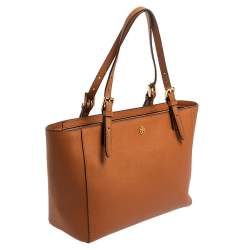 Pre Owned Tory Burch Brown Leather Medium York Buckle Tote