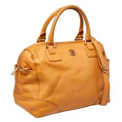 Pre Owned Tory Burch Mustard Leather Robinson Boston Bag
