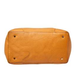Pre Owned Tory Burch Mustard Leather Robinson Boston Bag