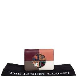 Pre Owned Tory Burch Multicolor Leather Colorblocked Miller Wallet