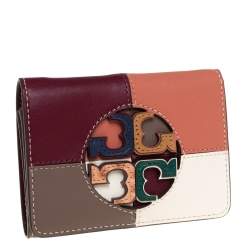 Pre Owned Tory Burch Multicolor Leather Colorblocked Miller Wallet