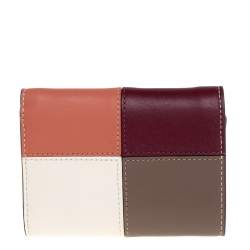 Pre Owned Tory Burch Multicolor Leather Colorblocked Miller Wallet