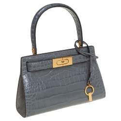 Pre Owned حقيبة يد علوية توري بورش بيتيت لي رادزيويل جلد بنقشة التمساح رصاصي