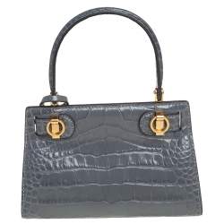 Pre Owned حقيبة يد علوية توري بورش بيتيت لي رادزيويل جلد بنقشة التمساح رصاصي