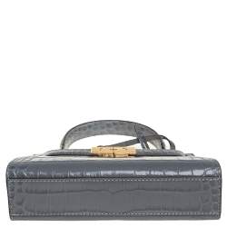 Pre Owned حقيبة يد علوية توري بورش بيتيت لي رادزيويل جلد بنقشة التمساح رصاصي