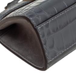 Pre Owned حقيبة يد علوية توري بورش بيتيت لي رادزيويل جلد بنقشة التمساح رصاصي