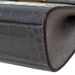 Pre Owned حقيبة يد علوية توري بورش بيتيت لي رادزيويل جلد بنقشة التمساح رصاصي