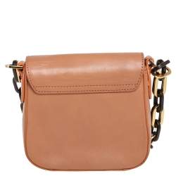 Pre Owned حقيبة كروس توري برش قلاب سلسلة كبيرة جلد بيج