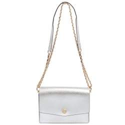 Tory Burch Metallic Silver Leather Mini Robinson Shoulder Bag Tory Burch |  TLC