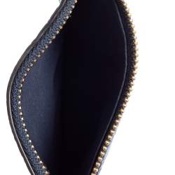 Pre Owned محفظة بطاقات توري برش ووكر جلد نقشة التمساح أزرق بسحاب علوي