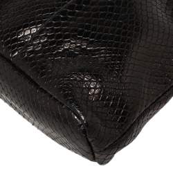 Pre Owned Tory Burch Black Python Embossed Leather Clutch