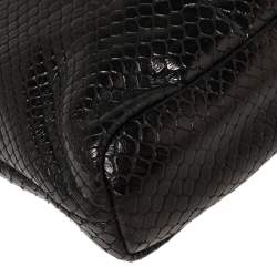 Pre Owned Tory Burch Black Python Embossed Leather Clutch