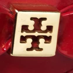 مملوكة مسبقًا Tory Burch Red Patent Leather Bow Wallet On Chain