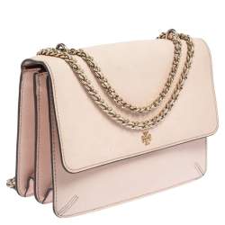 Pre Owned Tory Burch Pink Saffiano Leather Robinson Shoulder Bag