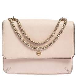 Tory Burch 'robinson' Two-way Chain Saffiano Leather Shoulder Bag in Pink