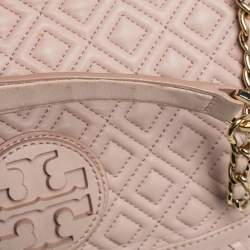 Pre Owned Tory Burch Beige Quilted Leather Marion Shoulder Bag
