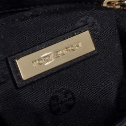 Pre Owned Tory Burch Black/White Checkered Tweed and Leather Kira Envelope Shoulder Bag