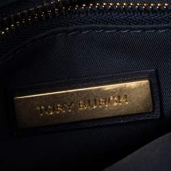 Pre Owned Tory Burch Blue Crocodile Embossed Leather Mini Juliette Top Handle Bag