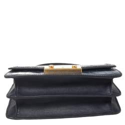 Pre Owned Tory Burch Blue Crocodile Embossed Leather Mini Juliette Top Handle Bag