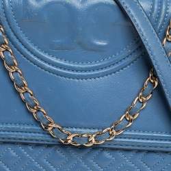 Tory Burch Blue Leather Fleming Shoulder Bag