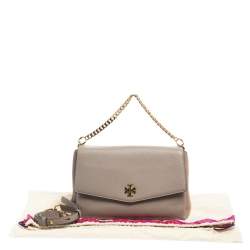 Pre Owned Tory Burch Dark Beige Leather and Suede Kira Shoulder Bag