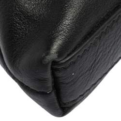 Pre Owned Tory Burch Black Leather Fold Over Messenger  Bag