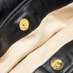 Pre Owned Tory Burch Black Leather Fold Over Messenger  Bag