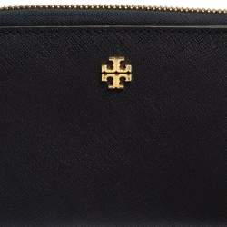 Pre Owned Tory Burch Navy Blue Saffiano Leather Zip Around Organizer Wallet