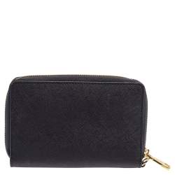 Pre Owned Tory Burch Navy Blue Saffiano Leather Zip Around Organizer Wallet