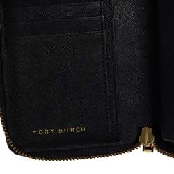 Pre Owned Tory Burch Navy Blue Saffiano Leather Zip Around Organizer Wallet