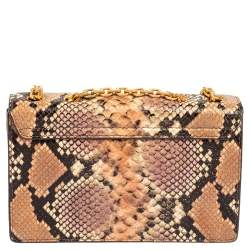 Pre Owned Tory Burch Multicolor Python Embossed Leather Gemini Link Shoulder Bag