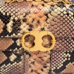 Pre Owned Tory Burch Multicolor Python Embossed Leather Gemini Link Shoulder Bag
