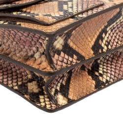 Pre Owned Tory Burch Multicolor Python Embossed Leather Gemini Link Shoulder Bag