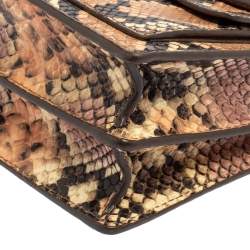 Pre Owned Tory Burch Multicolor Python Embossed Leather Gemini Link Shoulder Bag