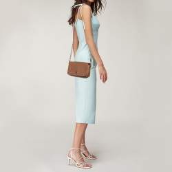 Pre Owned Tory Burch Beige Leather Robinson Chain Crossbody Bag