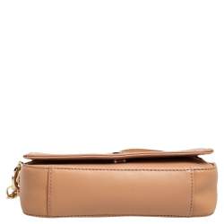 Pre Owned Tory Burch Beige Leather Robinson Chain Crossbody Bag