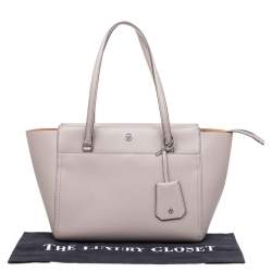 Pre Owned Tory Burch Grey Leather Small Parker Tote