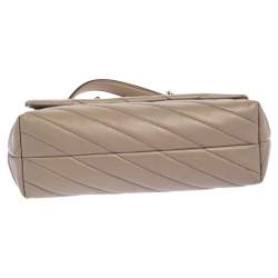 Pre Owned Tory Burch Grey Chevron Leather Small Kira Shoulder Bag