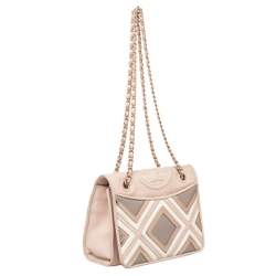 مملوكة مسبقًا حقيبة كتف توري برش فليمينغ جلد وردي متوسطة