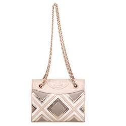 مملوكة مسبقًا حقيبة كتف توري برش فليمينغ جلد وردي متوسطة