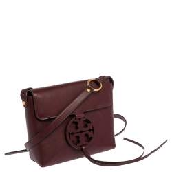 Tory Burch Burgundy Leather Miller Crossbody Bag