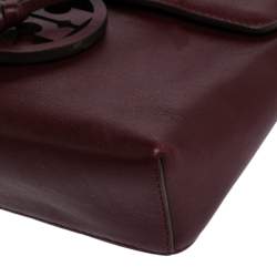 Tory Burch Burgundy Leather Miller Crossbody Bag