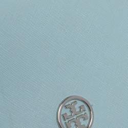 Pre Owned Tory Burch Sky Blue Saffiano Leather Robinson Trifold Wallet