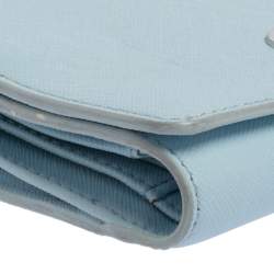 Pre Owned Tory Burch Sky Blue Saffiano Leather Robinson Trifold Wallet