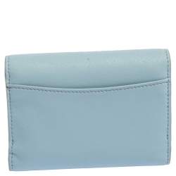 Pre Owned Tory Burch Sky Blue Saffiano Leather Robinson Trifold Wallet