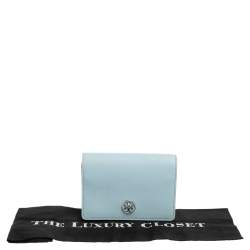 Pre Owned Tory Burch Sky Blue Saffiano Leather Robinson Trifold Wallet